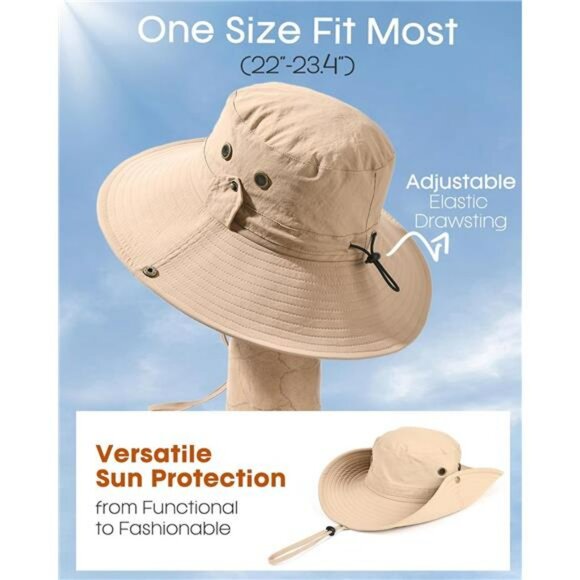 Mens wide brim sun hat UPF outdoor fishing hiking beach safari summer cap - Picture 7 of 8